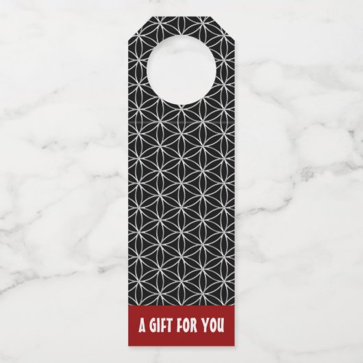 FLOWER OF LIFE – シルバースタイル模様 ボトルネックタグ (正面)