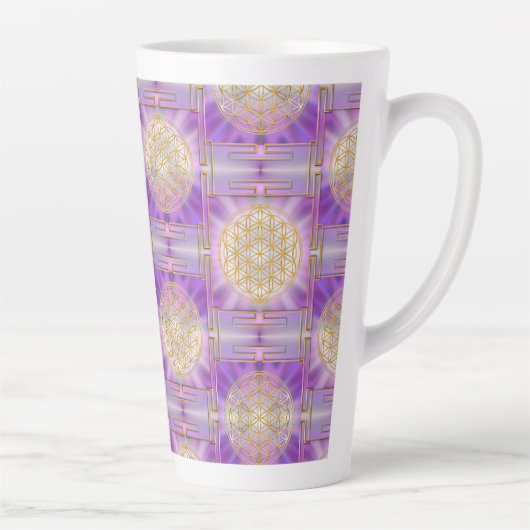 FLOWER OF LIFE – シームレスパターン カフェラテマグ (右)