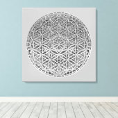 FLOWER OF LIFE – メダルシルバー キャンバスプリント (インサイチュ (ウッドフロア))