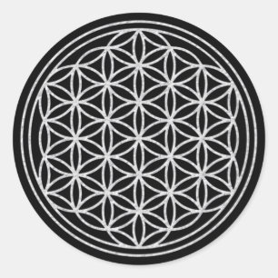 FLOWER OF LIFE – 白 ラウンドシール