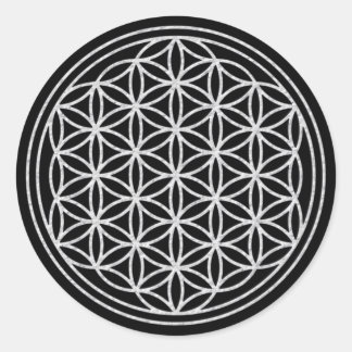 FLOWER OF LIFE – 白 ラウンドシール