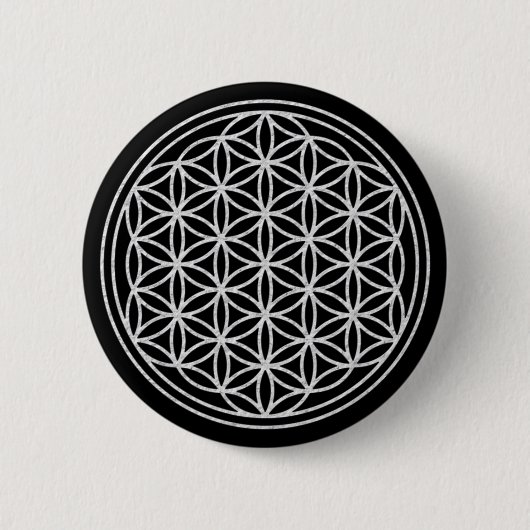 FLOWER OF LIFE – 白 缶バッジ (正面)