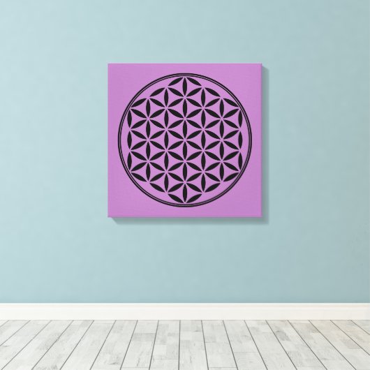 FLOWER OF LIFE – 神聖なジオメトリ記号フル1 キャンバスプリント (インサイチュ (ウッドフロア))