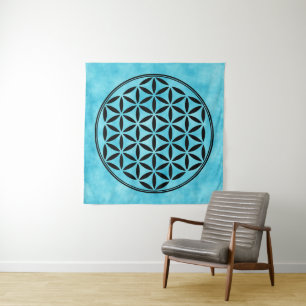FLOWER OF LIFE – 神聖なジオメトリ記号フル1 タペストリー