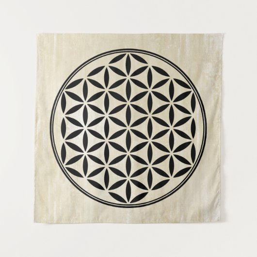 FLOWER OF LIFE – 神聖なジオメトリ記号フル1 タペストリー (正面)