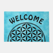 FLOWER OF LIFE – 神聖なジオメトリ記号フル1 ドアマット (正面)