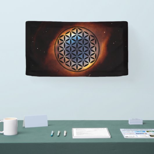 FLOWER OF LIFE – 神聖なジオメトリ記号フル1 横断幕 (トレードショー)