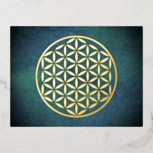 FLOWER OF LIFE – 神聖なジオメトリ記号フル1 箔シーズンポストカード