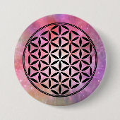 FLOWER OF LIFE – 神聖なジオメトリ記号フル1 缶バッジ (正面)