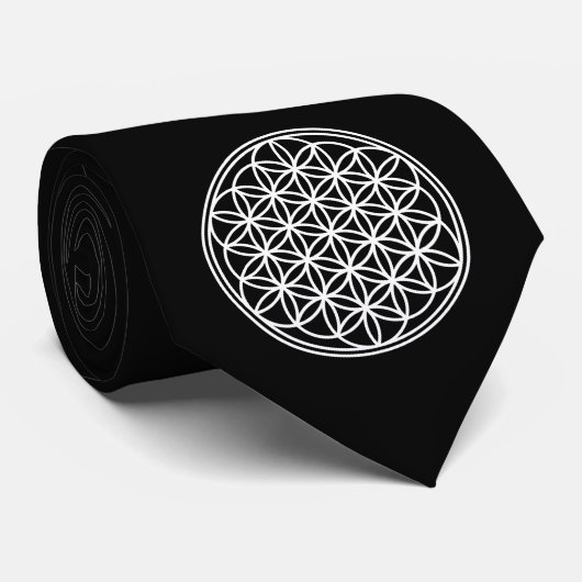 FLOWER OF LIFE - 聖なる幾何学シンボル アウトライン2 ネクタイ (ロール)