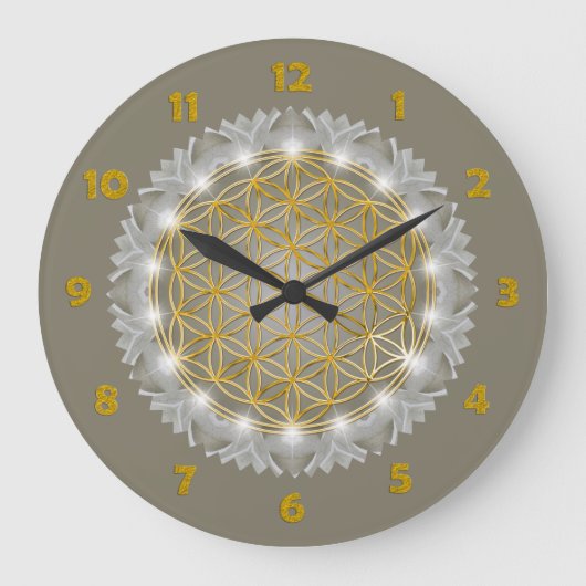 FLOWER OF LIFE – 聖なる幾何学模様1 ラージ壁時計 (正面)
