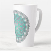 FLOWER OF LIFE – 聖なる幾何学模様2 カフェラテマグ (右アングル)