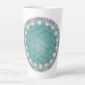 FLOWER OF LIFE – 聖なる幾何学模様2 カフェラテマグ (正面)