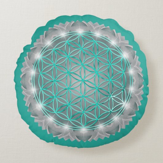 FLOWER OF LIFE – 聖なる幾何学模様2 ラウンドクッション (正面)