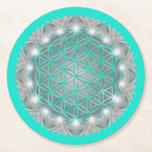 FLOWER OF LIFE – 聖なる幾何学模様2 ラウンドペーパーコースター (正面)