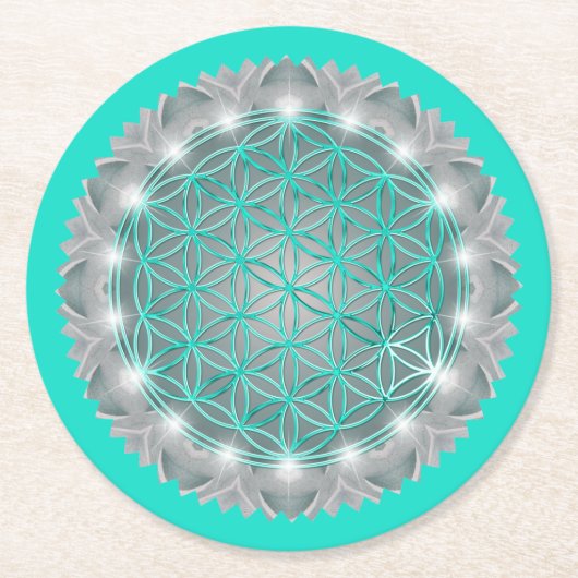 FLOWER OF LIFE – 聖なる幾何学模様2 ラウンドペーパーコースター (正面)