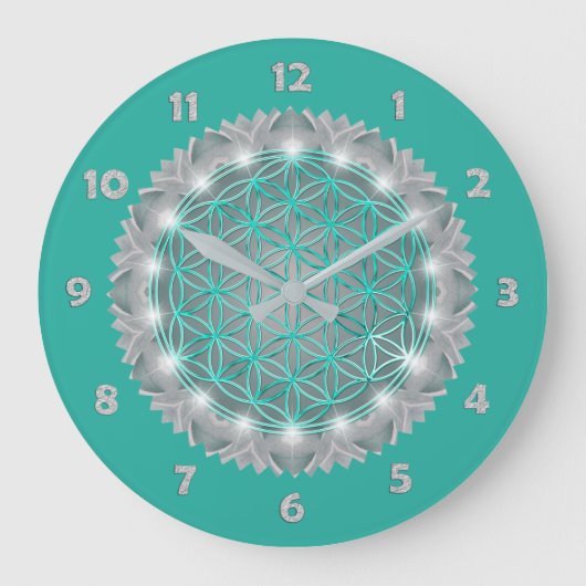 FLOWER OF LIFE – 聖なる幾何学模様2 ラージ壁時計 (正面)