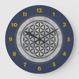 FLOWER OF LIFE – 聖幾何学シンボルアート1 ラージ壁時計