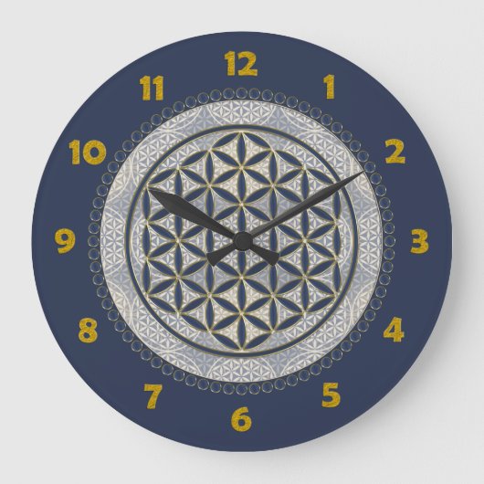 FLOWER OF LIFE – 聖幾何学シンボルアート1 ラージ壁時計 (正面)