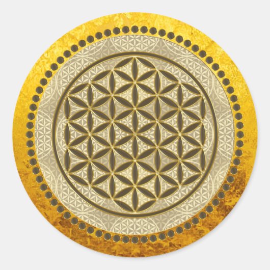 FLOWER OF LIFE – 聖幾何学シンボルアート2 ラウンドシール (正面)