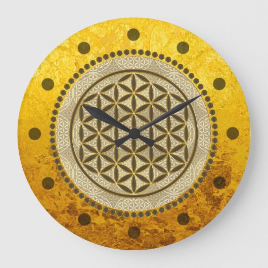 FLOWER OF LIFE – 聖幾何学シンボルアート2 ラージ壁時計 (正面)