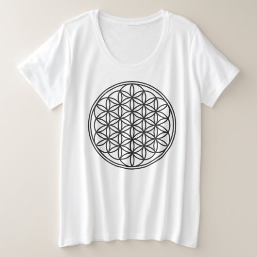 FLOWER OF LIFE – 聖幾何学シンボル概要1 プラスサイズTシャツ (デザイン正面)