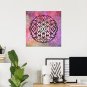 FLOWER OF LIFE – 聖幾何学シンボル概要1 ポスター (ホームオフィス)