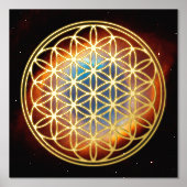FLOWER OF LIFE – 聖幾何学シンボル概要1 箔ポスター (正面)