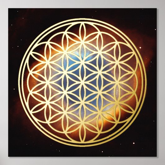 FLOWER OF LIFE – 聖幾何学シンボル概要1 箔ポスター (正面)
