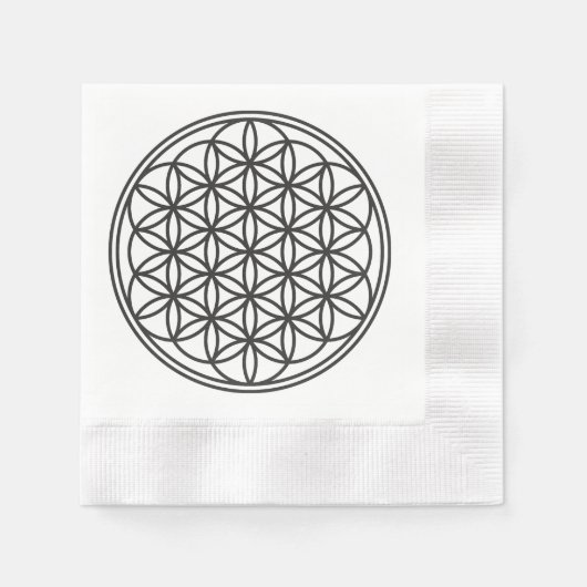 FLOWER OF LIFE – 聖幾何学シンボル概要1 縁ありカクテルナプキン (正面)