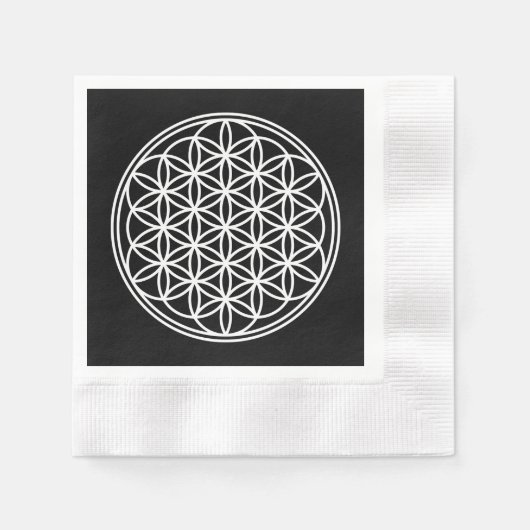 FLOWER OF LIFE – 聖幾何学シンボル概要2 縁ありカクテルナプキン (正面)