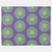 FLOWER OF LIFE – 聖幾何学デザイン1 フリースブランケット (正面(横))