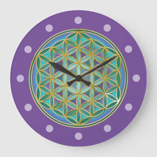 FLOWER OF LIFE – 聖幾何学デザイン1 ラージ壁時計 (正面)