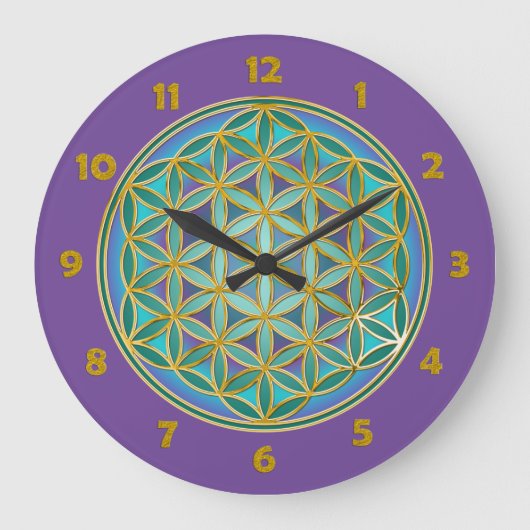 FLOWER OF LIFE – 聖幾何学デザイン1 ラージ壁時計 (正面)