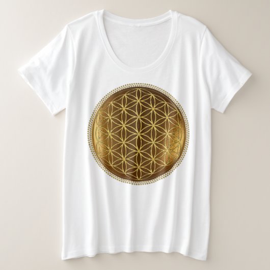 FLOWER OF LIFE – 聖幾何学メデイロン1 プラスサイズTシャツ (デザイン正面)