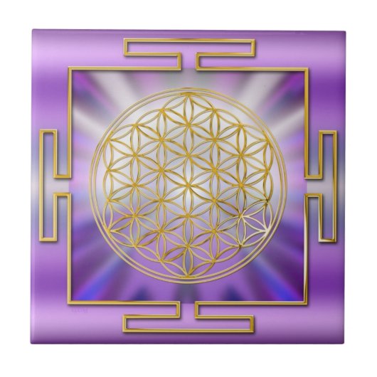 FLOWER OF LIFE -金ゴールドyantra タイル (正面)