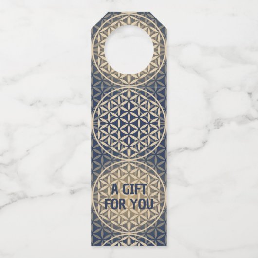 FLOWER OF LIFE – 青い砂模様 ボトルネックタグ (正面)