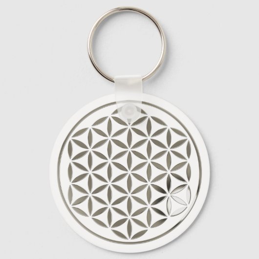 Flower Of Life 1 – シルバーのスタンプ キーホルダー (正面)