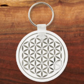 Flower Of Life 1 – シルバーのスタンプ キーホルダー (正面)