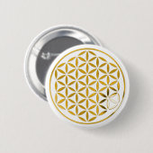 Flower Of Life 1 - Gold stamp 缶バッジ (正面&裏面)
