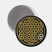 Flower Of Life 1 - Gold stamp | black マグネット (正面/裏面)