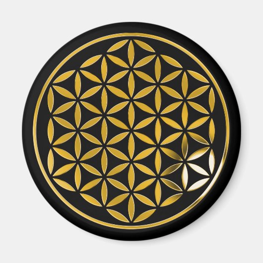 Flower Of Life 1 - Gold stamp | black マグネット (正面)