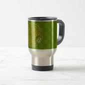 Flower Of Life 1 - Gold stamp | green pattern トラベルマグ (正面右)