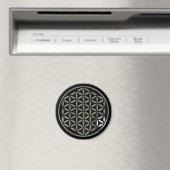 Flower Of Life 1 - Silver stamp | black マグネット (インサイチュ (食洗機))