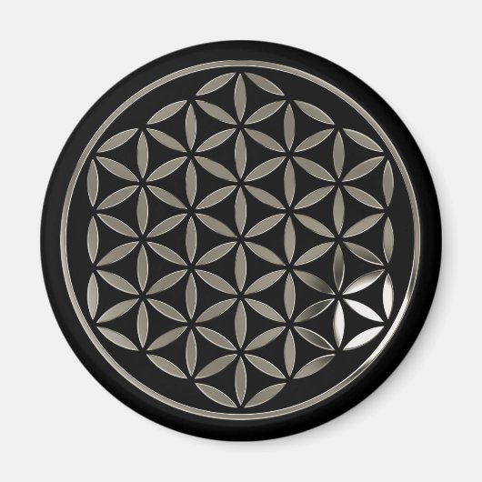 Flower Of Life 1 - Silver stamp | black マグネット (正面)