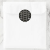 Flower Of Life 1 - Silver stamp | black ラウンドシール (バッグ)