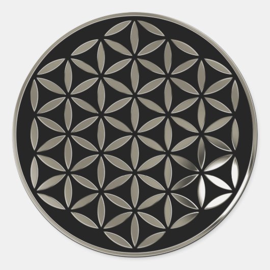 Flower Of Life 1 - Silver stamp | black ラウンドシール (正面)