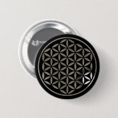 Flower Of Life 1 - Silver stamp | black 缶バッジ (正面&裏面)