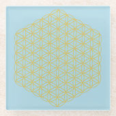 flower of life 5. dimension energy throat chacra ガラスコースター (正面)
