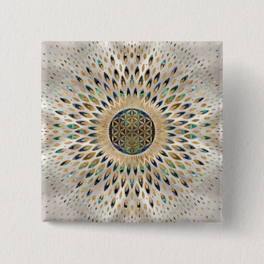Flower of Life  - Abalone Shell and Pearl 缶バッジ (正面)